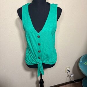 Sanctuary NWT Vibrant Green Button-Front Tie Detail Tank Top Boho Medium